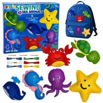 LEAN TOYS Kūrybinis rinkinys „Siūk pats“ jūrų gyvūnėliai iš veltinio, 6 vnt.