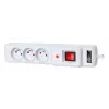 Getfort GF-3A-3M-G 3-ių lizdų apsauginis ilgintuvas su viršįtampio apsauga, 3 m, pilkas