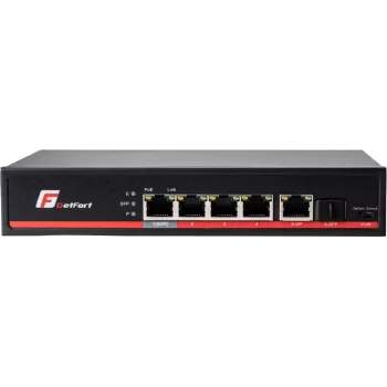 GETFORT GF-106-4PG-S-65 5-Port Gigabit PoE+ Switch (4 PoE+ Portai, 65W, 1 SFP) Desktop/Wall-Mount