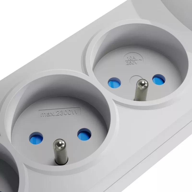 Getfort 5P-1.5M-G apsauginis tinklo filtras su 5 lizdais, 1,5 m laidu, pilkas
