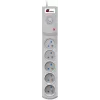 Getfort 5P-1.5M-G apsauginis tinklo filtras su 5 lizdais, 1,5 m laidu, pilkas