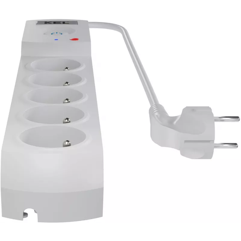 Getfort 5P-1.5M-G apsauginis tinklo filtras su 5 lizdais, 1,5 m laidu, pilkas
