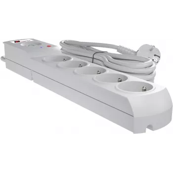 Getfort 5P-1.5M-G apsauginis tinklo filtras su 5 lizdais, 1,5 m laidu, pilkas