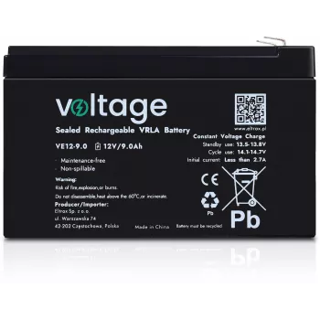 VOLTAGE AGM akumuliatorius 12V 9Ah VE12-9.0 (6–9 metų tarnavimo laikas)