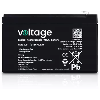 VOLTAGE AGM akumuliatorius 12V 7Ah VE12-7.0 (6-9 metų tarnavimo laikas)