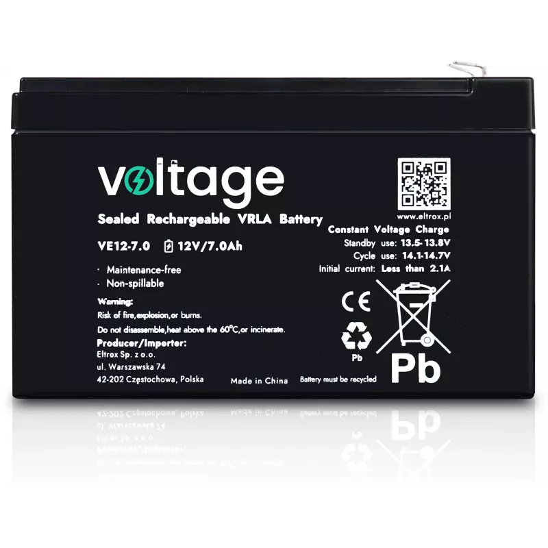 VOLTAGE AGM akumuliatorius 12V 7Ah VE12-7.0 (6-9 metų tarnavimo laikas)