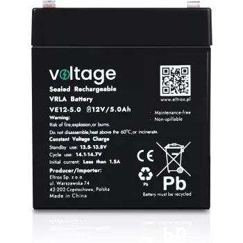 Voltage AGM Battery 12V 5Ah VE12-5.0 (6-9 Years Life)