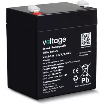 Voltage AGM Battery 12V 5Ah VE12-5.0 (6-9 Years Life)