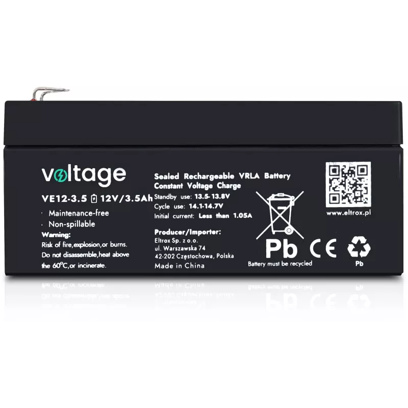 VOLTAGE AGM akumuliatorius 12V 3.5Ah VE12-3.5 (6-9 metų tarnavimo laikas)