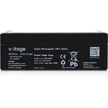 VOLTAGE AGM Battery 12V 2.3Ah VE12-2.3 (6-9 Years Life)