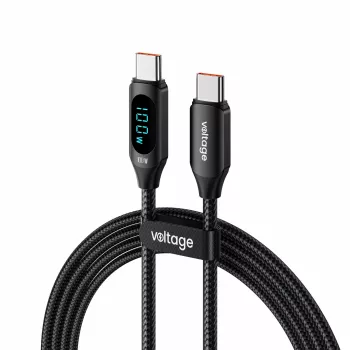 USB-C į USB-C laidas Voltage PowerDisplay 100W PD 1m Juodas