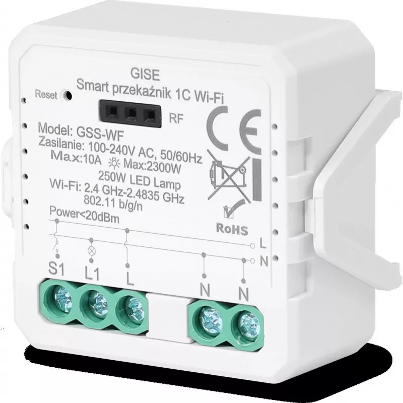 GISE „Smart WiFi“ vieno kanalo relės modulis Tuya GSS-WF