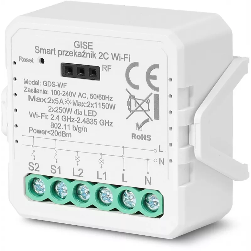 GISE Smart Dual Relay WiFi modulis Tuya GDS-WF
