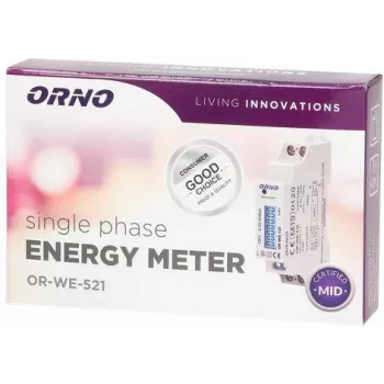 ORNO OR-WE-521 Vienfazis elektros skaitiklis 230V 40A DIN bėgelis LCD foninis apšvietimas