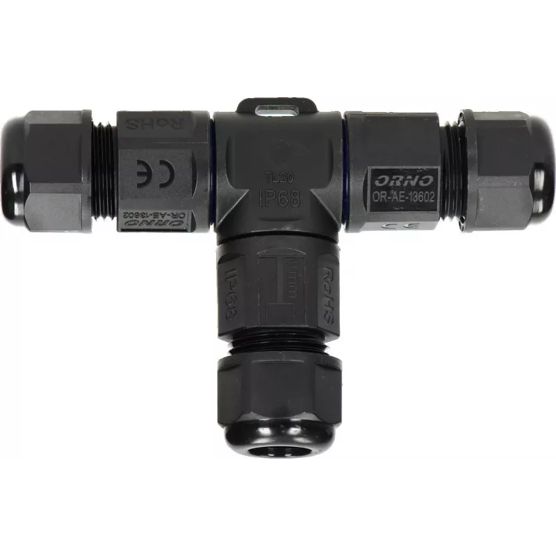 ORNO OR-AE-13602 T formos kabelio jungtis IP68, 3x4mm², 450V/25A, juoda