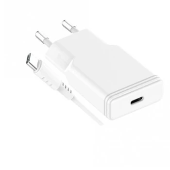 GRATEQ TAHKO 20W USB-C PD sieninis įkroviklis su 1,5 m USB-C – Lightning laidu, baltas