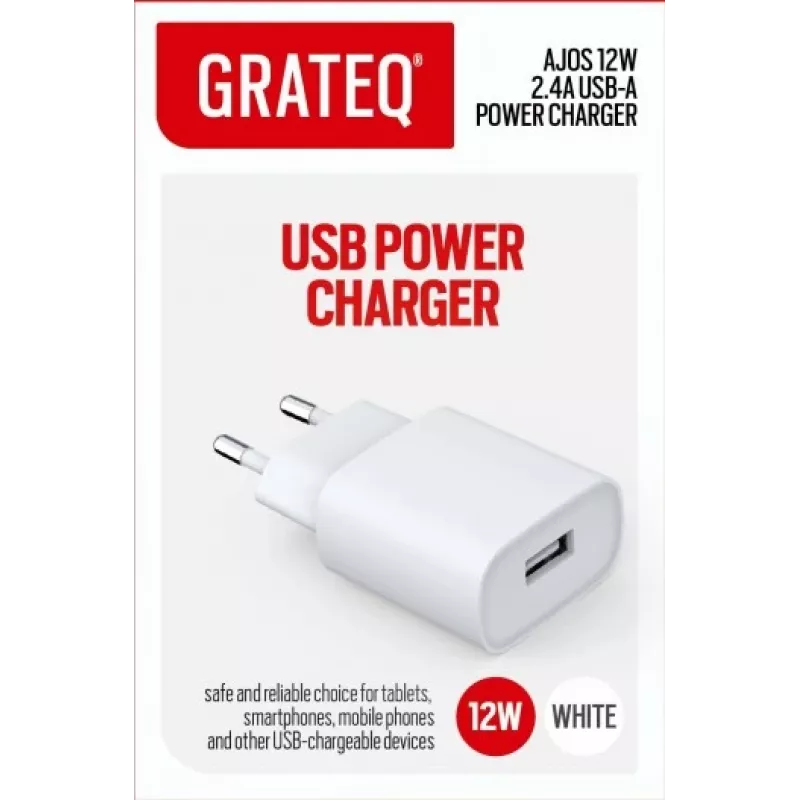 GRATEQ AJOS Įkroviklis USB-A 12 W Baltas