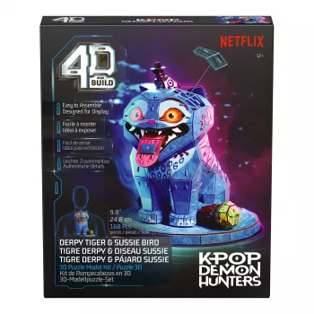 SPINMASTER 4D Build – K-Pop Demon Hunters – Derpy Tiger ir Sussie Bird 3D dėlionės modelio rinkinys