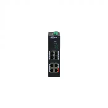 Dahua HS4408-4ET-96 pramoninis nevaldomas PoE komutatorius, 8 prievadai, 4x Hi-PoE 60W, 4x PoE+ 30W, 96W biudžetas, 2x Gigabit jungtis, 2x SFP, DIN bėgis