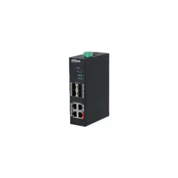 Dahua HS4408-4ET-96 pramoninis nevaldomas PoE komutatorius, 8 prievadai, 4x Hi-PoE 60W, 4x PoE+ 30W, 96W biudžetas, 2x Gigabit jungtis, 2x SFP, DIN bėgis