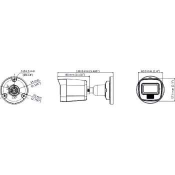 Hikvision DS-2CE16D0T-LPFS(2.8mm) 2MP IR Mini Bullet kamera, 4-in-1 vaizdo išvestis, IP67