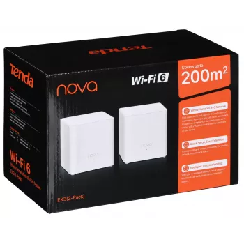 Tenda EX3 (2-Pack) Dual-Band Wi-Fi 6 tinklo sistema AX1500 balta