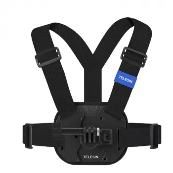 TELESIN Krūtinės diržas su laikikliu, skirtas Insta360 GoPro SJCAM DJI Xiaomi veiksmo kameroms - Juoda