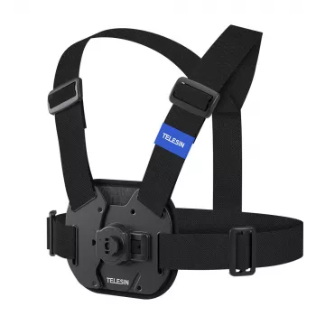 TELESIN Krūtinės diržas su laikikliu, skirtas Insta360 GoPro SJCAM DJI Xiaomi veiksmo kameroms - Juoda