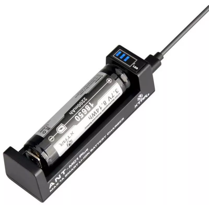 XTAR ANT MC1+ Micro USB Li-ion akumuliatorių įkroviklis