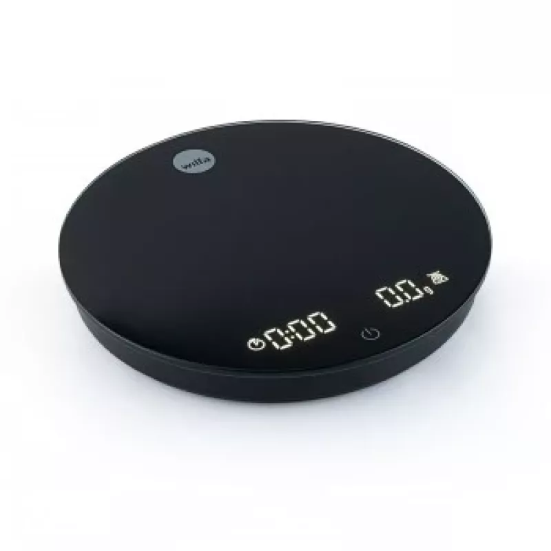 WILFA UNIFORM COFFEE SCALE – Skaitmeninės kavos svarstyklės su laikmačiu, Bluetooth, 2000 g talpa, 0,1 g tikslumu, juodos spalvos