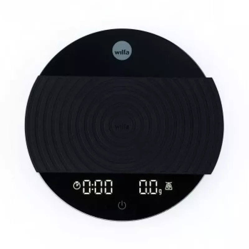 WILFA UNIFORM COFFEE SCALE – Skaitmeninės kavos svarstyklės su laikmačiu, Bluetooth, 2000 g talpa, 0,1 g tikslumu, juodos spalvos