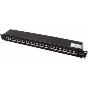 VALUE 19 colių (19 inch) jungčių skydelis Cat6A/Class EA 24 prievadai ekranuotas juodas