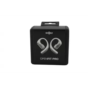Shokz OpenFit Pro White – atviro tipo belaidės ausinės su DirectPitch™ technologija, Bluetooth 5.3, IP54, 28 h baterija