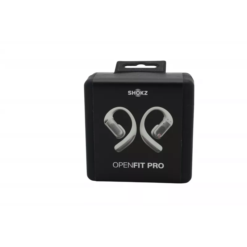 Shokz OpenFit Pro White – atviro tipo belaidės ausinės su DirectPitch™ technologija, Bluetooth 5.3, IP54, 28 h baterija