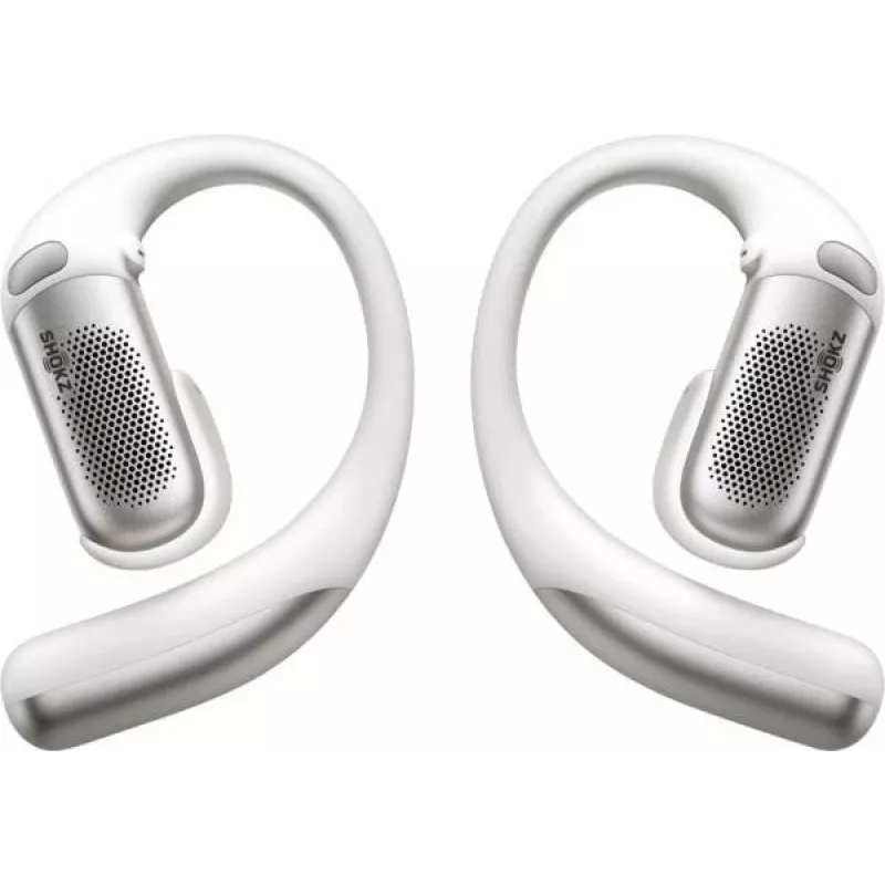 Shokz OpenFit Pro White – atviro tipo belaidės ausinės su DirectPitch™ technologija, Bluetooth 5.3, IP54, 28 h baterija