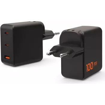 UAG SRGE Charger 100W GaN Wall Charger su 2x USB-C ir 1x USB-A, EU/UK/US kištukais (juoda)
