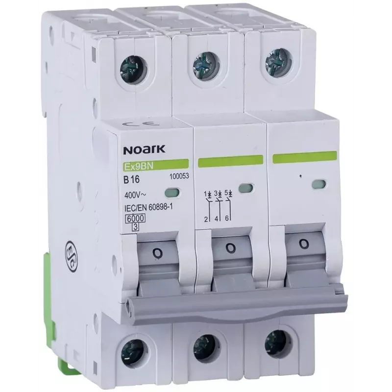 Noark Ex9BN 3P C16 Miniatiūrinis grandinės pertraukiklis 6kA, 16A, 3-polių, C kreivė