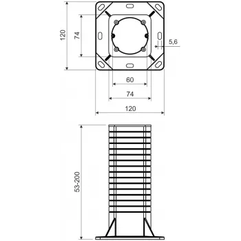 KOPOS KEZ_KB elektros instaliacinė dėžė šiltinamiems fasadams, 120x120mm, pilka/oranžinė
