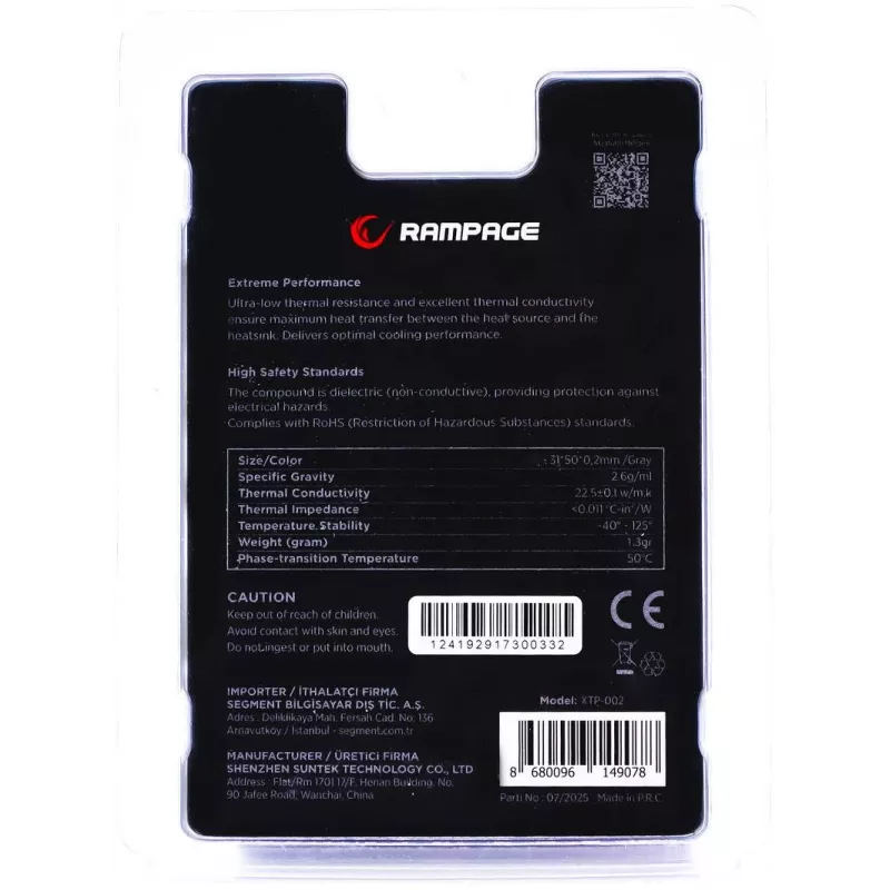 Rampage Termopad XTP-002 šiluminė tarpinė 31×50×0,2 mm PTM