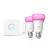 Philips Hue White and Color Ambiance Starter Set E27 2x Lemputės + Bridge + Dimeris