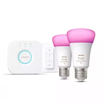 Philips Hue White and Color Ambiance Starter Set E27 2x Lemputės + Bridge + Dimeris