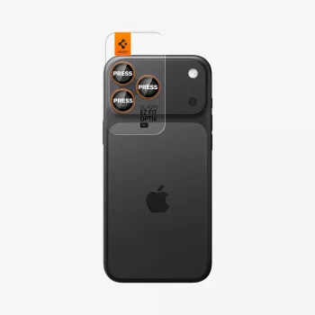 Spigen Optik Pro GLAS.TR EZ Fit Camera Protector 2-Pack - Apsauginis stiklas fotoaparato objektyvams, skirtas iPhone 16 Pro / 16 Pro Max / 17 Pro / 17 Pro Max (oranžinis)