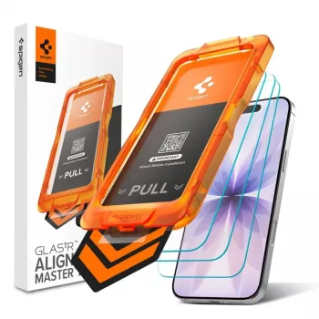 Spigen Glas.tR AlignMaster Slim 3-Pack Grūdinto stiklo ekrano apsauga, skirta Apple iPhone 17