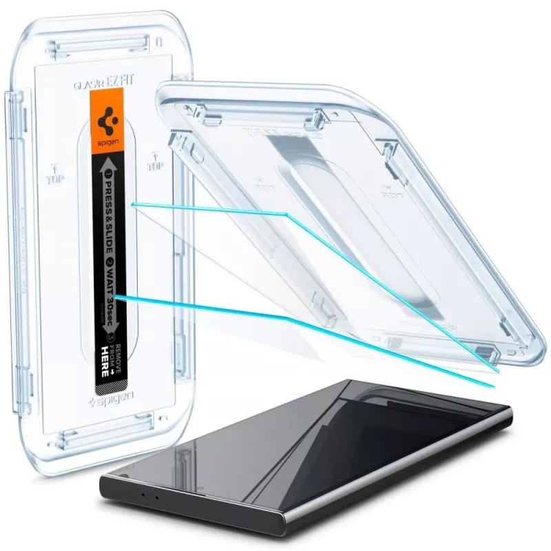 Spigen Glas.tR EZ Fit grūdinto stiklo ekrano apsauga, skirta Samsung Galaxy S24 Ultra – 2 vnt. pakuotė