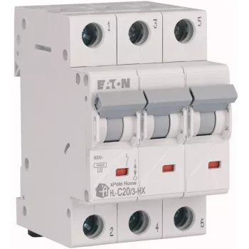 EATON HN-C20/3 Miniatiūrinis grandinės pertraukiklis MCB, 20A, 3 polių, C kreivė, 6kA