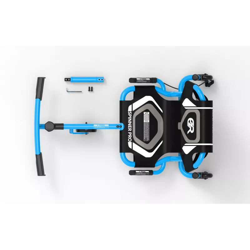 EzyRoller Spinner Pro X Foot-Powered Go Kart with 360° Spin, Blue, 10+ Years
