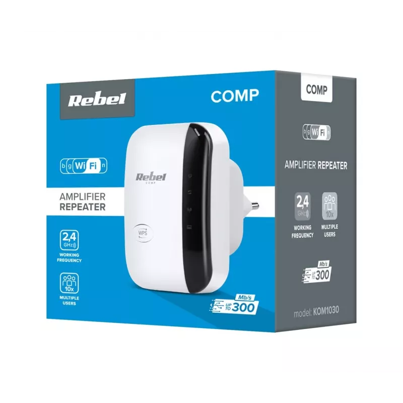 Rebel Wi-Fi Signal Amplifier KOM1030 White