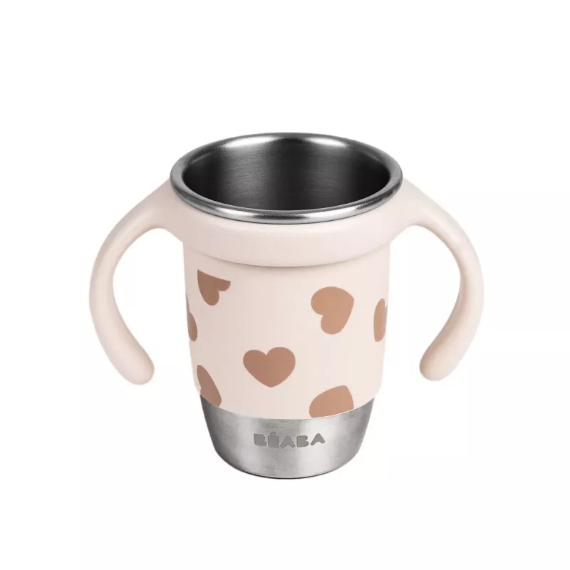 Beaba BigLove 360° Nerūdijančio plieno treniruočių puodelis 250 ml Rožinis