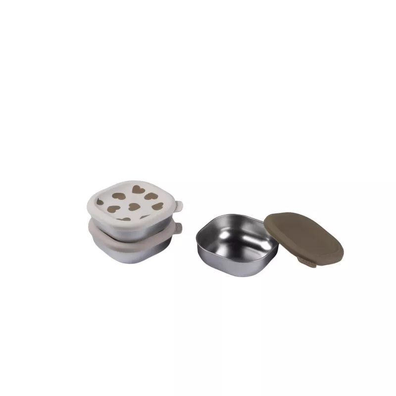 Beaba BigLove Stainless Steel Food Storage Container Set with Silicone Lids, 3 Pieces