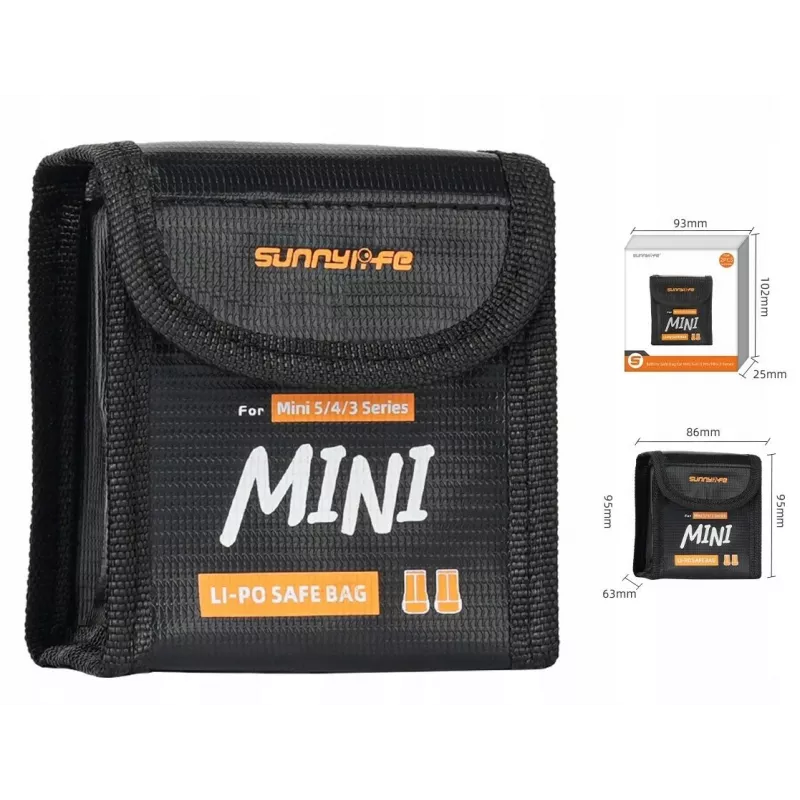 SUNNYLIFE Fireproof Battery Safety Bag, skirta 2x DJI Mini 5/4/3 Pro / Mini 3 / Lito 1 / Lito X1 akumuliatoriams